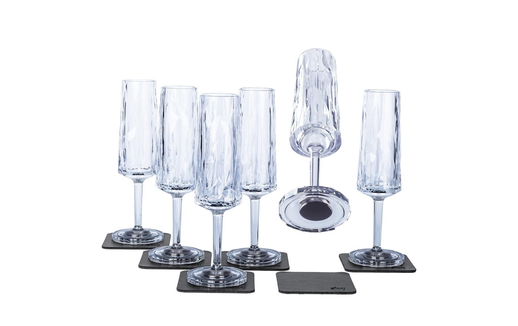 Silwy Flûte à champagne de plein air Lunettes en plastique haute technologie, lot de 6