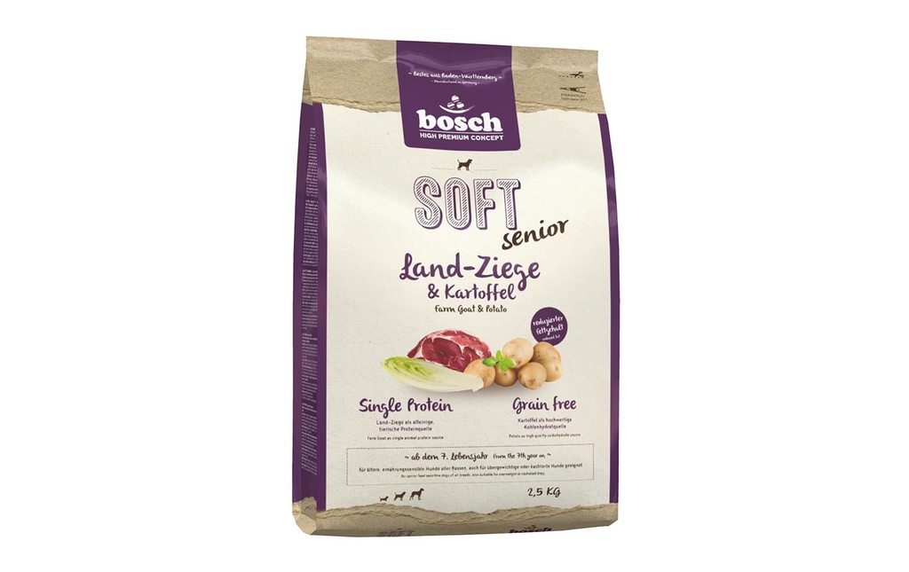 Bosch Tiernahrung Aliments mi-humides pour animaux Soft Senior, chèvre et pomme de terre, 2.5 kg