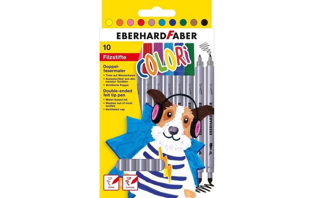 Eberhard Faber Crayon feutre 2 pointes, étui carton de 10