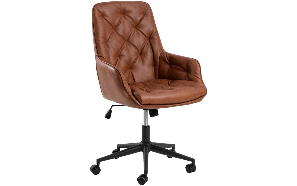 AC Design Chaise de bureau Erik, avec dossier et accoudoirs rembourrés, cognac