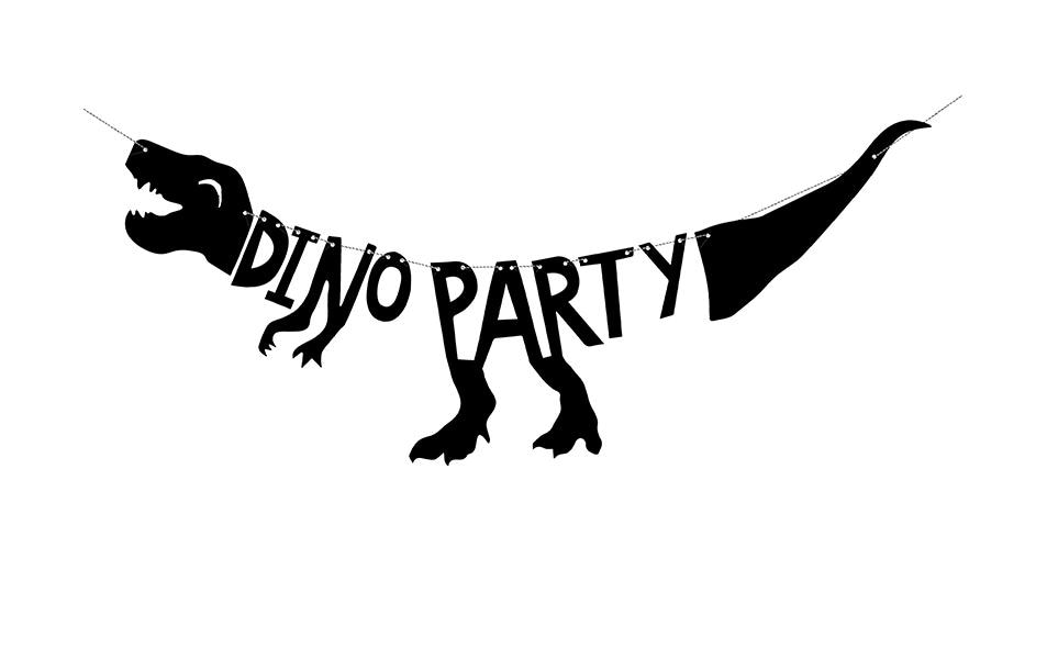 Partydeco Guirlande Fête des dinosaures noir, 20 x 90 cm