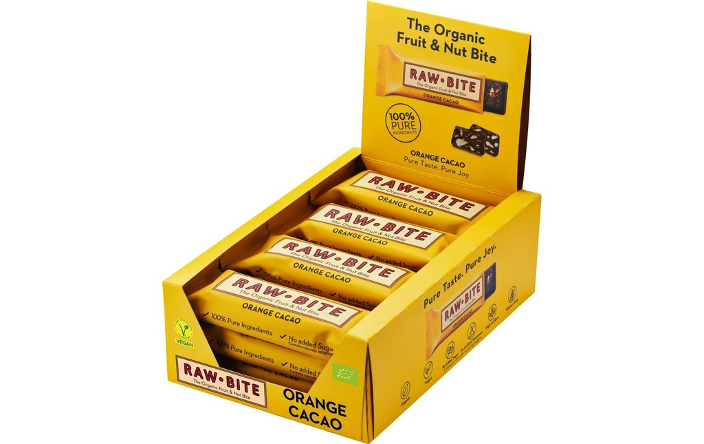 Rawbite Barre Bio crudités Orange Cacao 12 x 50 g