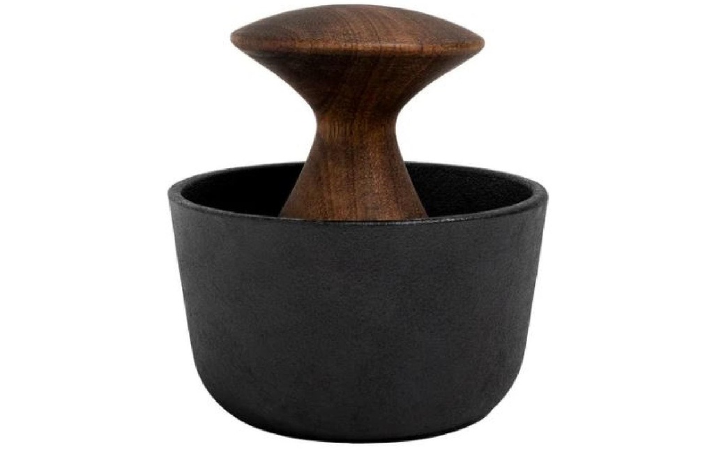 Crushgrind Mortier et pilon KIRUNA 9 cm, fonte / bois d'acacia
