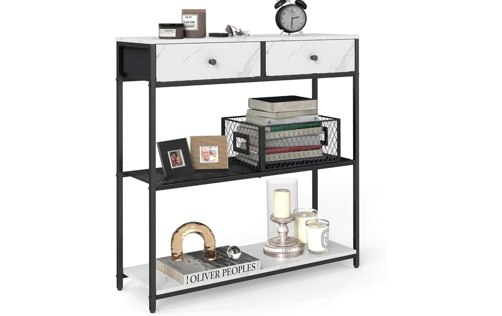 VASAGLE Table console 24 x 79.9 cm, Blanc/Noir