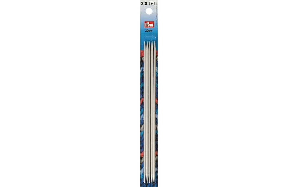 Prym Aiguilles à tricoter pour bas Gris 3.5 mm x 20 cm, carte 5 pièces