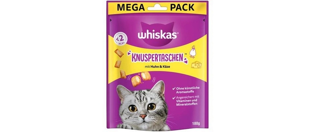 Whiskas Collation pour chat Temptations Poulet et fromage, 180g