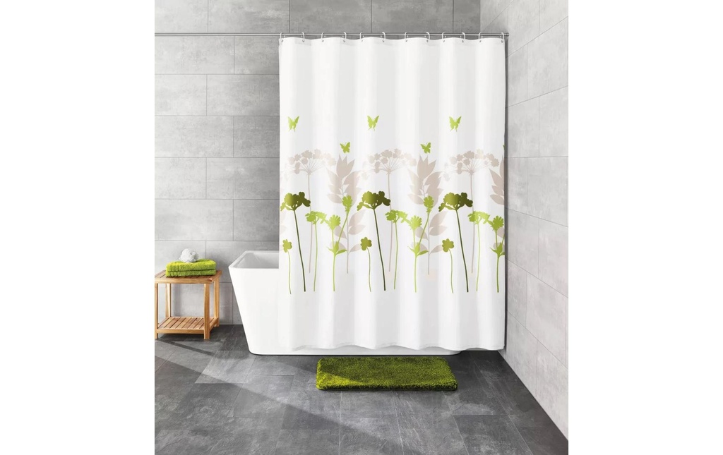 Kleine Wolke Rideau de douche Barcelona 180 x 200 cm , Beige/Vert/Blanc
