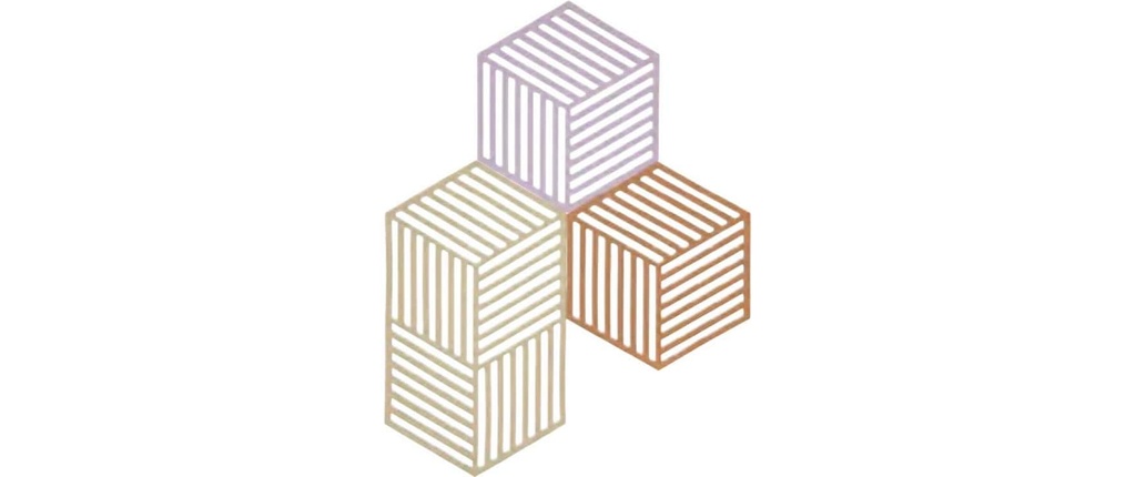 Zone Denmark Dessous de plat Hexagone, set de 3 Multicolore/Beige