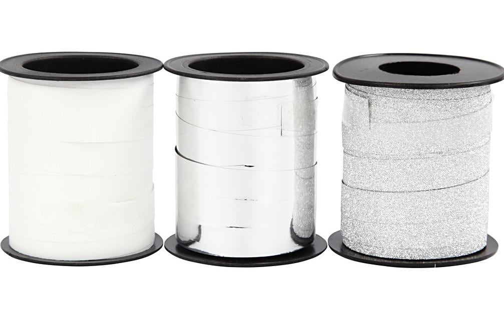 Creativ Company Ruban cadeau Noël 1 cm x 15 m, 3 pièces, argenté