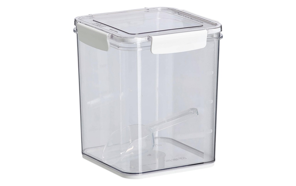 Zeller Present Boîte à provisions avec cuillère 4.2 l, Transparent/Blanc