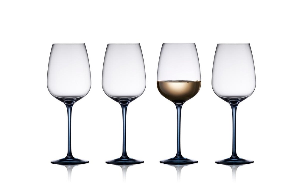 Lyngby Service de verres à vin Vienne Bleu, 4 pièces, 53 cl