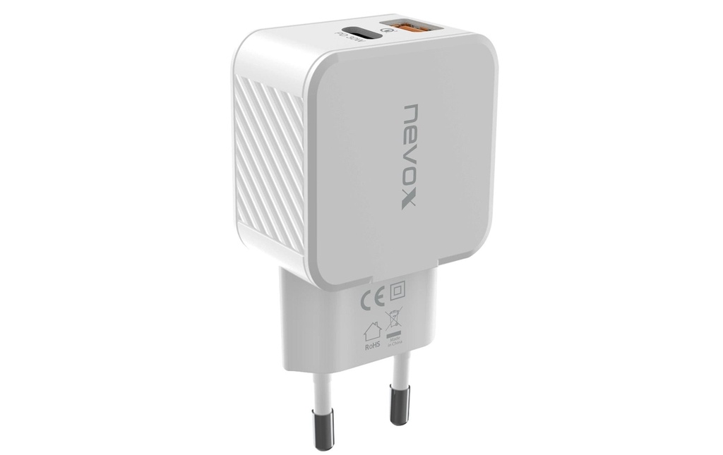 Nevox Chargeur mural USB USB-C Power Delivery + QC 3.0 30 W