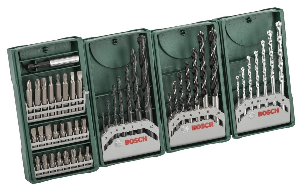 Bosch Jeu de forets et d'embouts Mini-X-Line, Multipack 3+1