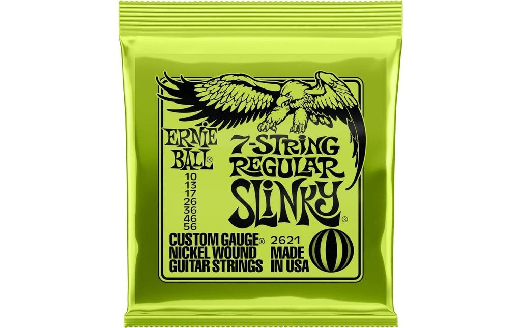 Ernie Ball Cordes de guitare 2621 7-String Regular Slinky – 10-56
