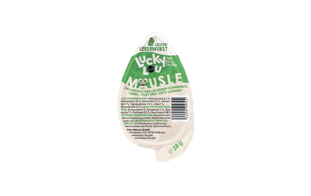 Lucky Lou Compléments alimentaires pour chats Saucisse de foie de souris, 28 g