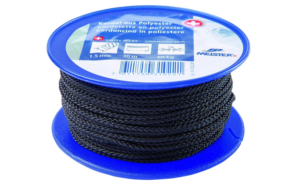 Meister Cordon Ø 1,5 mm, 30 m, 60 kg, Noir
