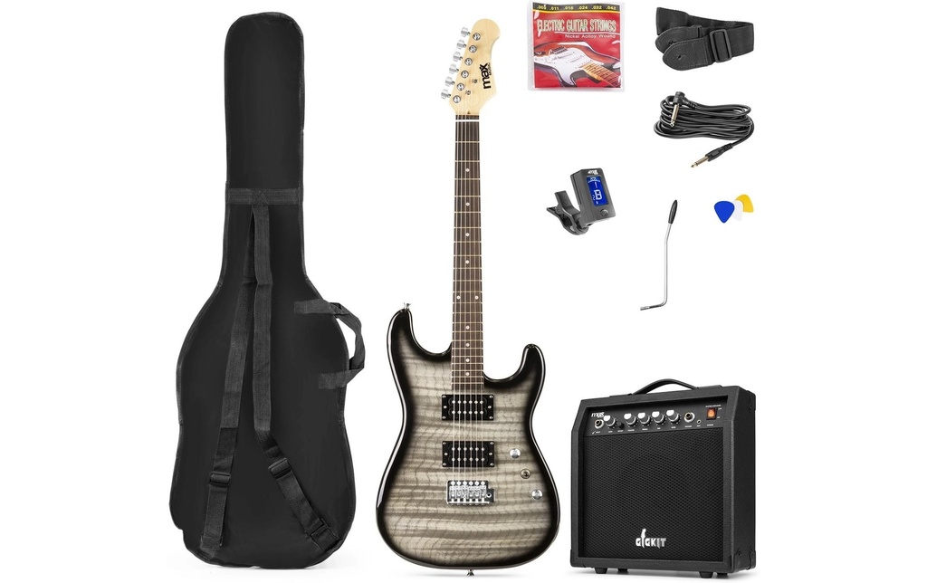 MAX Guitare électrique GigKit Quilted Style noir