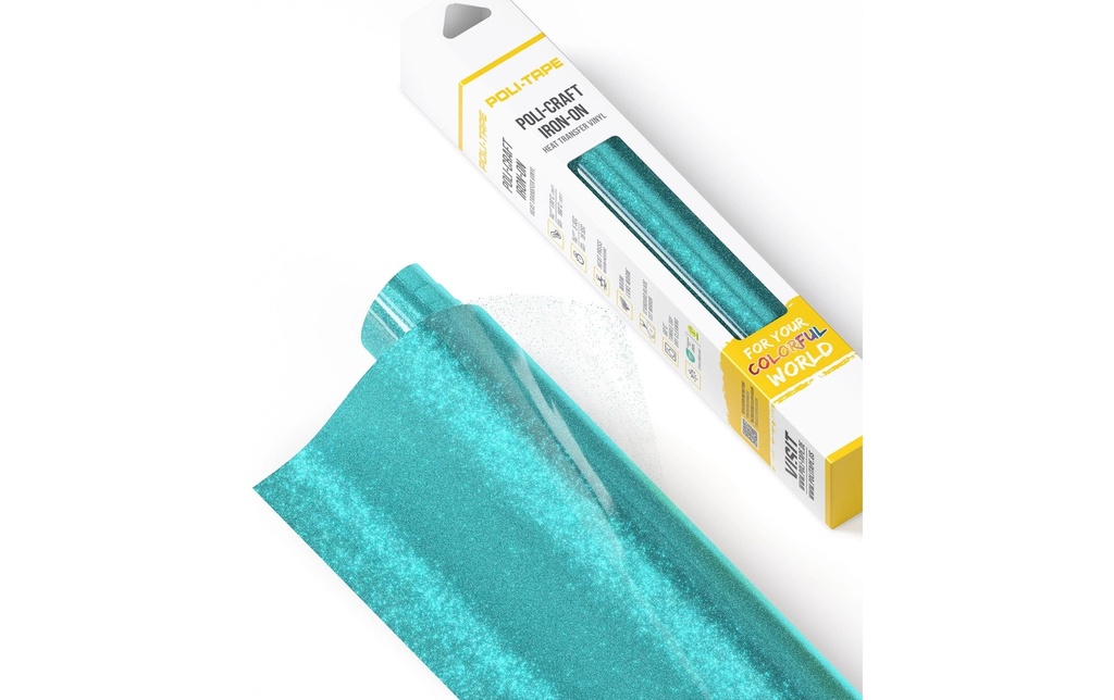 Poli-Tape Film thermocollant Pearl Glitter, 30.5 x 61 cm, bleu ciel