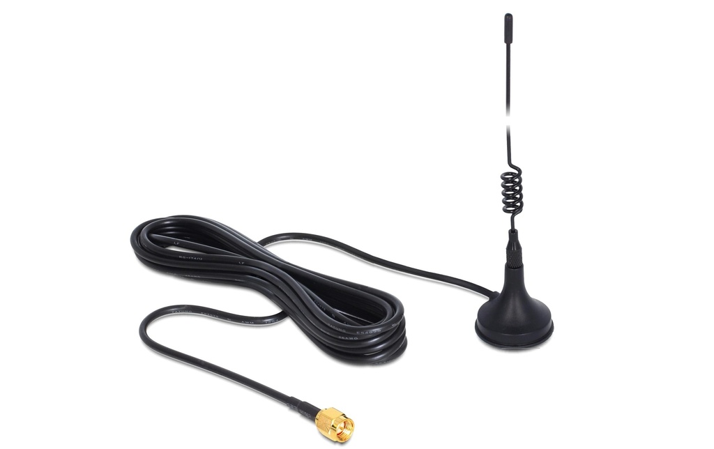 Delock Antenne GSM SMA, 0.8-2.1GHz, 25cm SMA 3 dBi Rayonnement omni directionnel
