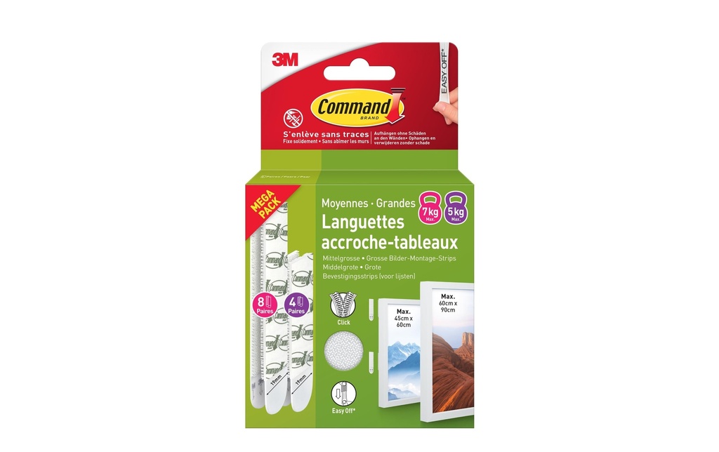 Command Pastille adhésive Command L 8 set, M 4 set, Blanc
