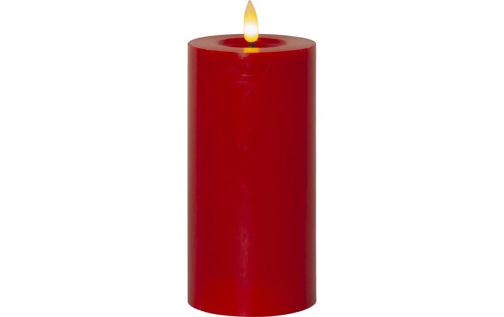 Star Trading Bougie LED Pillar Flamme Flow, 17.5 cm, Rouge