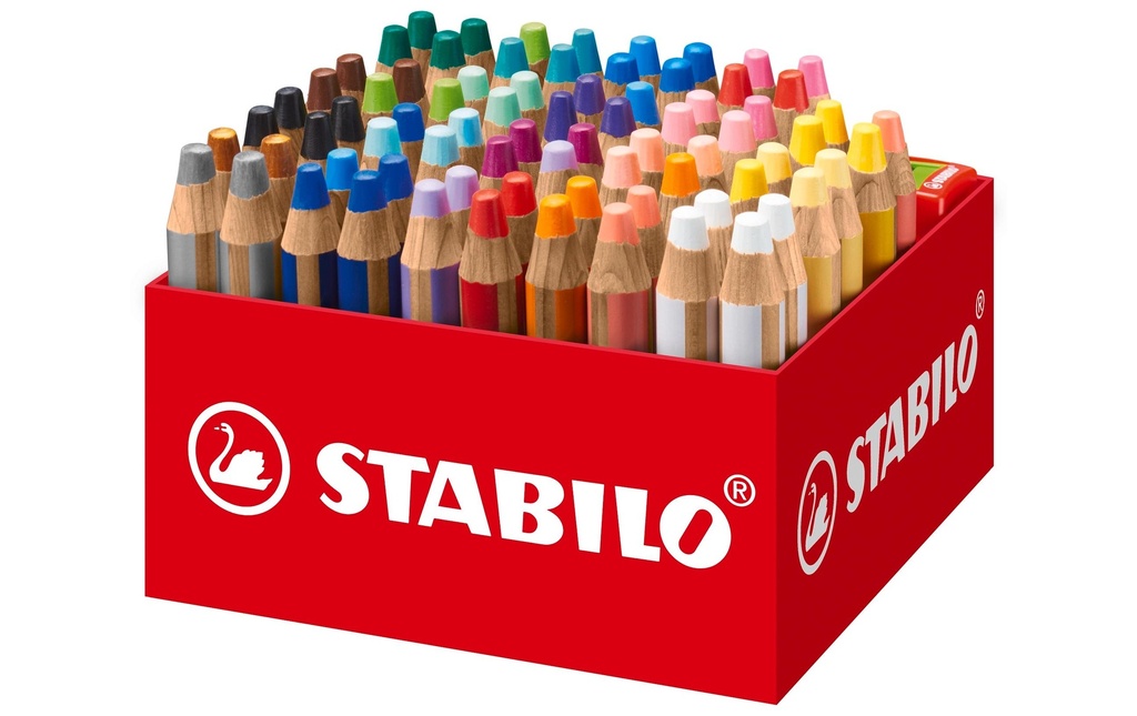STABILO Crayons de couleur Woody 3 in 1 XL Boîte de 76
