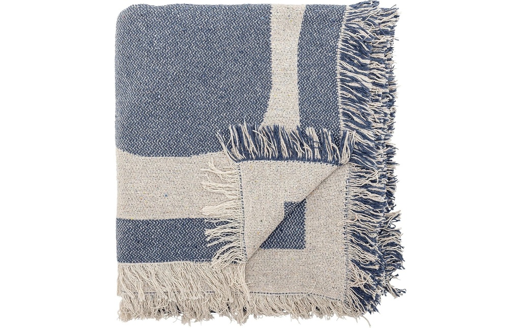 Bloomingville Couverture Ethan 160 x 130 cm, Bleu/Blanc