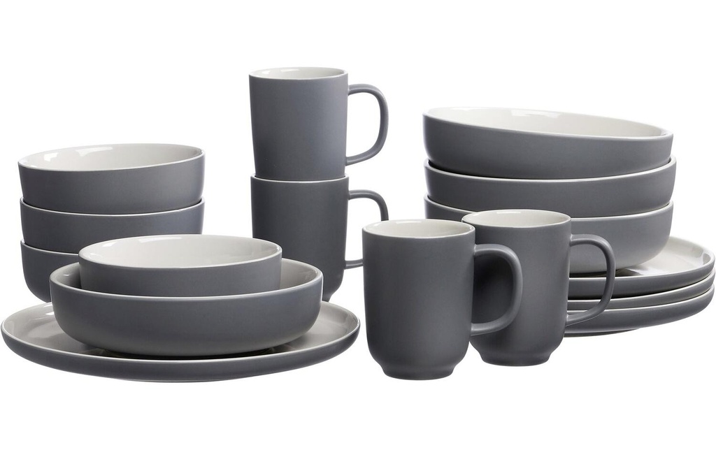 Ritzenhoff & Breker Set d’assiettes Jasper 16 pièces, gris
