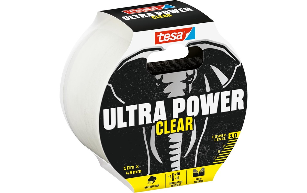 tesa Ruban adhésif Ultra Power Clear, 48 mm x 10 m, Transparent