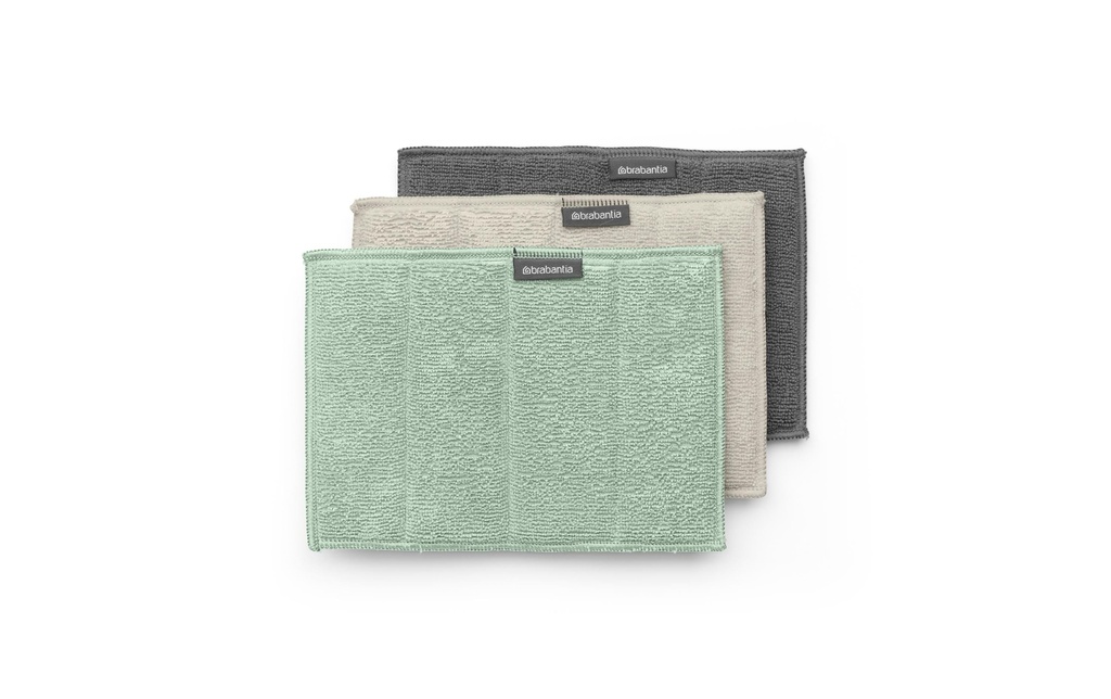 Brabantia Chiffon de nettoyage en microfibre 3 Pièce/s, Vert/Beige/Gris