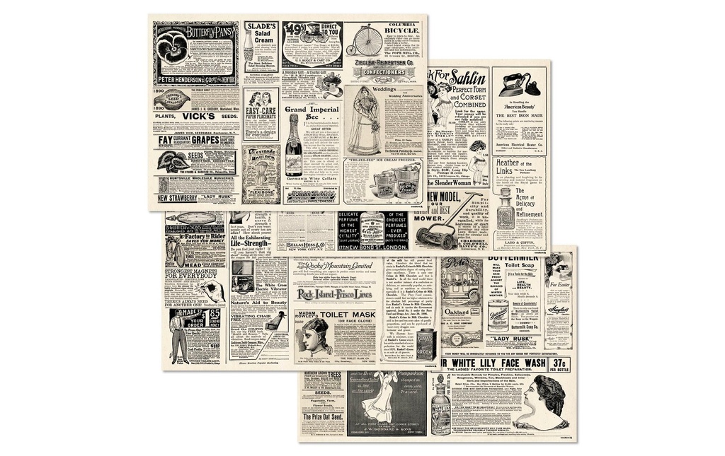 Trendform Set de table Newspaper 29.7 cm x 42 cm,  4 sujets à 12 feuilles