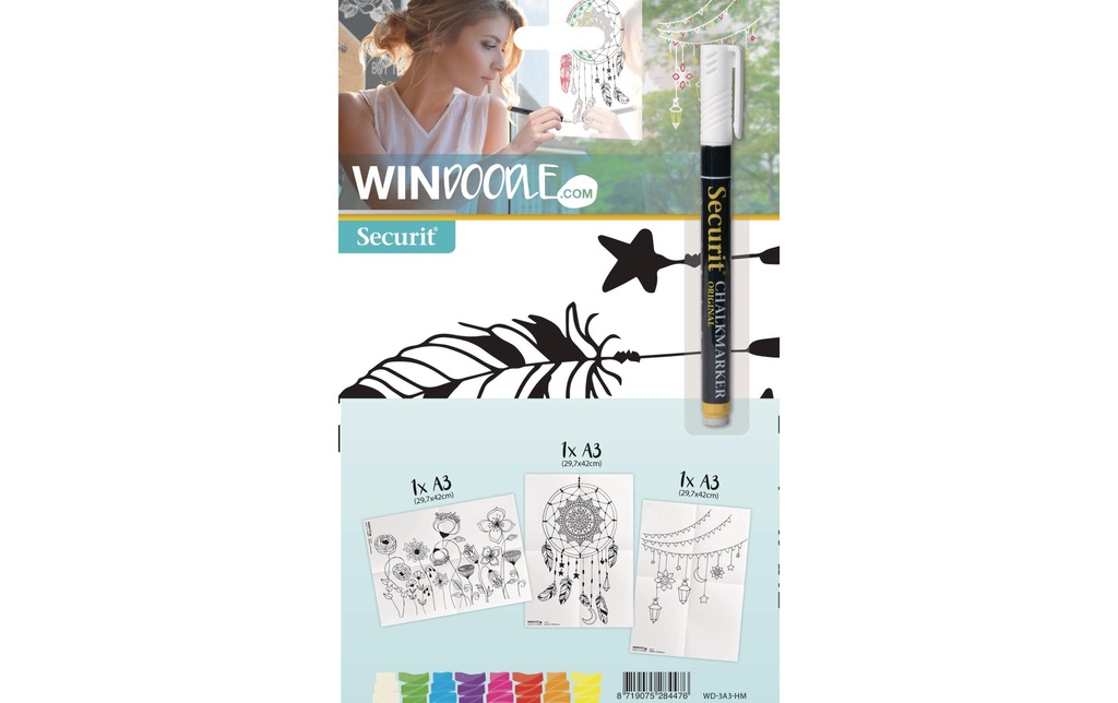 Securit Kits de peinture A3 Gabarit de fenêtre, à la maison, ensemble de 3
