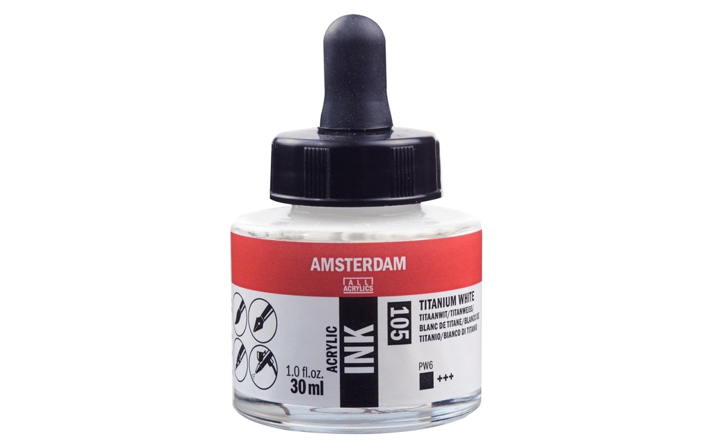 Amsterdam Encre acrylique 105 blanc titane opaque 30 ml
