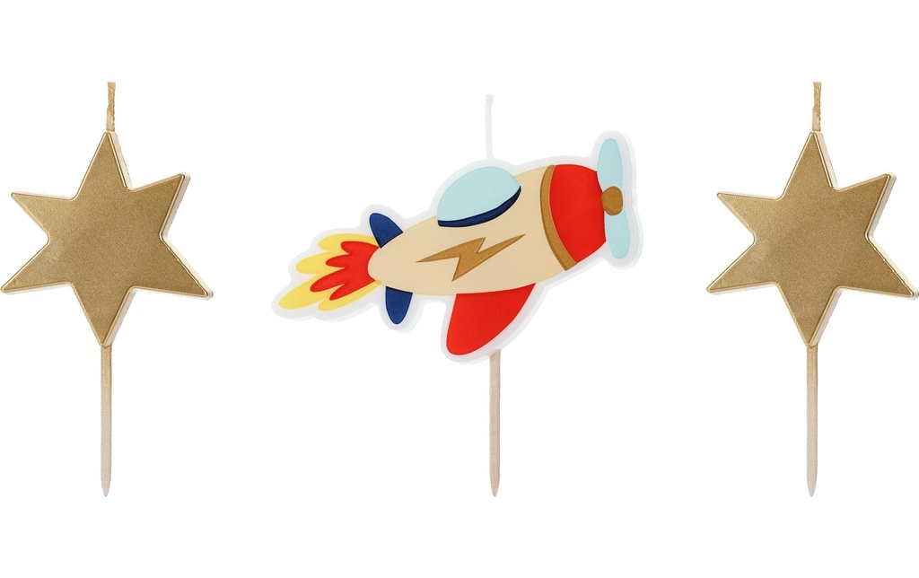 Partydeco Bougie Avion 3 Pièce/s