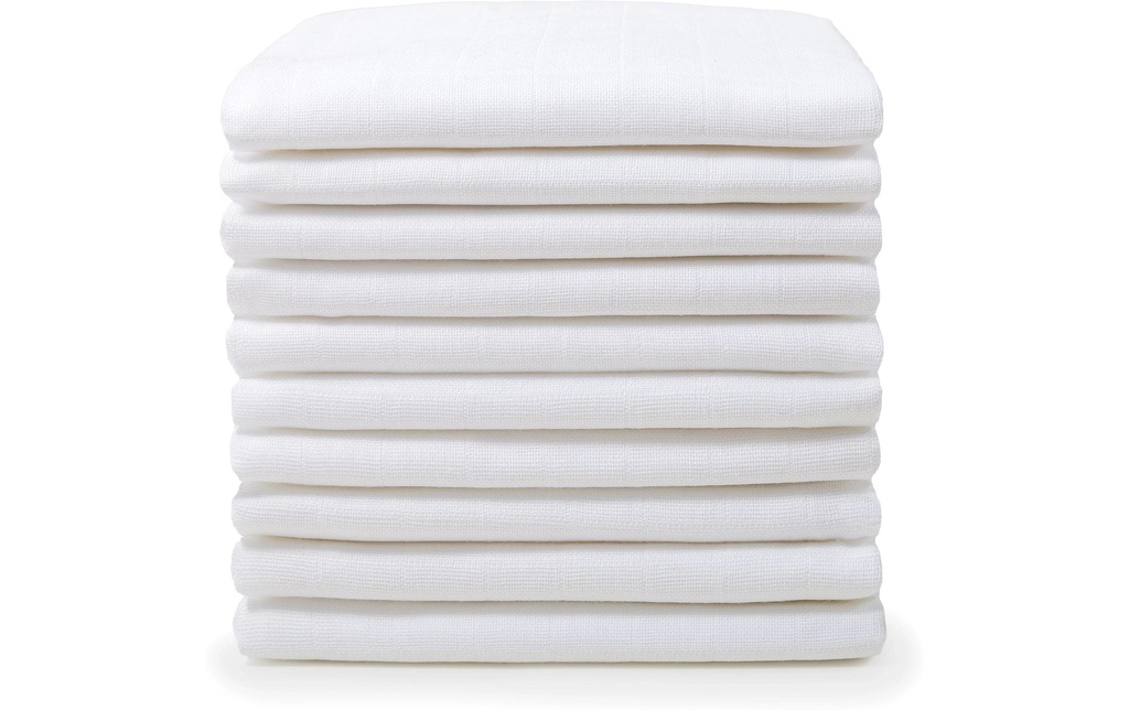 MAKIAN Serviette en gaze Lot de 8 80 x 80 cm, blanc