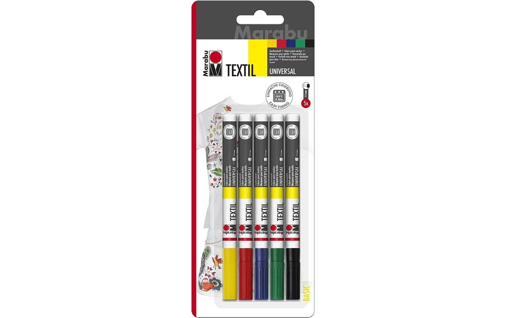 Marabu Marqueur pour textiles Painter 5 pièces