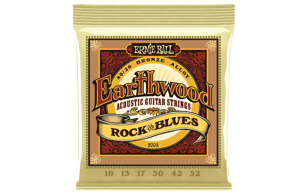 Ernie Ball Cordes de guitare 2008 Earthwood Bronze – Rock & Blues 10-52