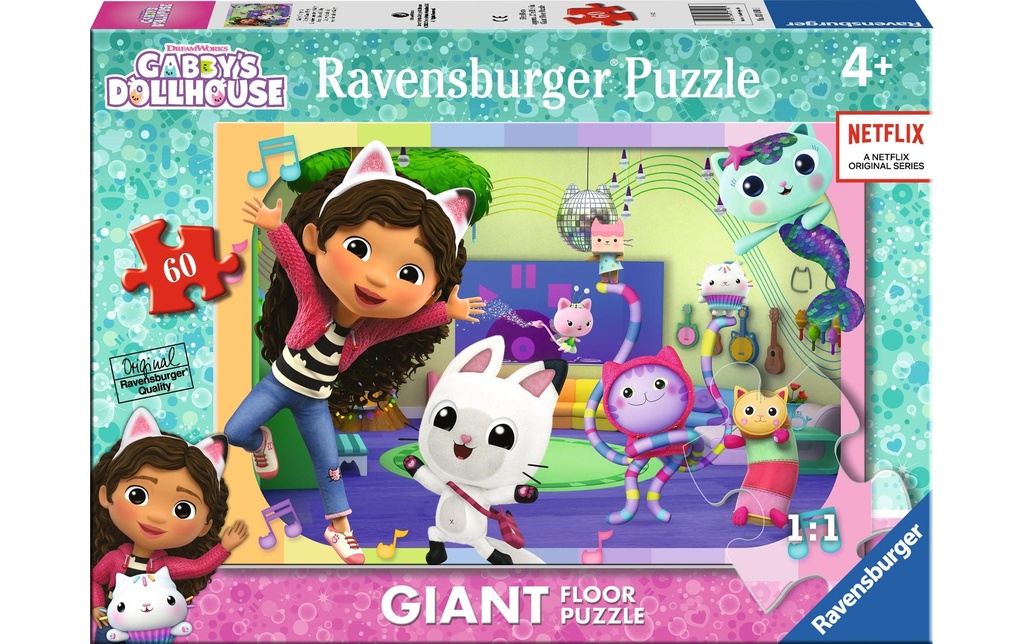 Ravensburger Puzzle de sol Gabby's Dollhouse, 60 pièces