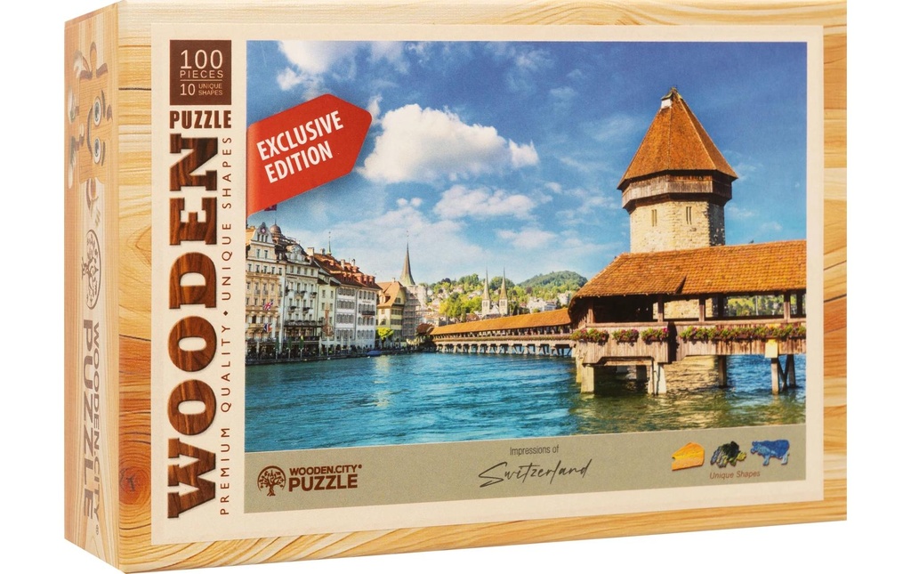 Wooden City Puzzle en bois Pont de la Chapelle 100 pièces