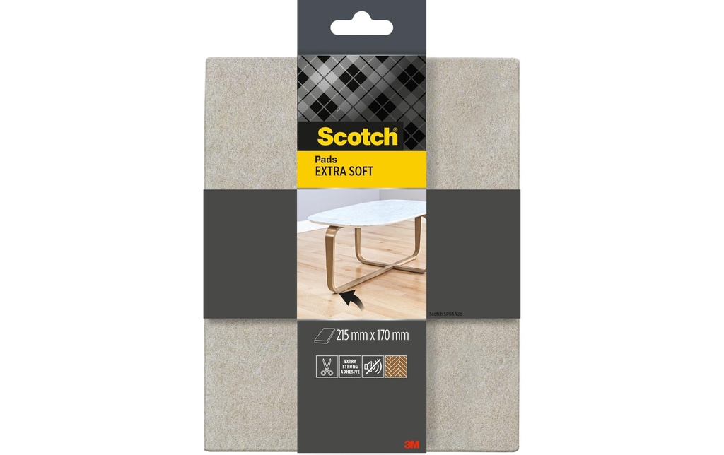 Scotch Patins en feutre Extra-Soft, 215 mm x 170 mm, Gris