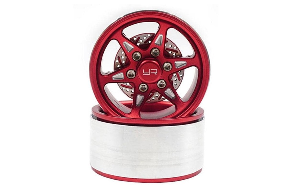 Yeah Racing Jantes BXN  1.9 6 rayons Beadlock Rouge, 2 pièces