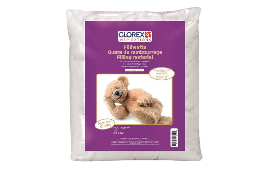 Glorex Ouate de remplissage Blanc, 1 kg
