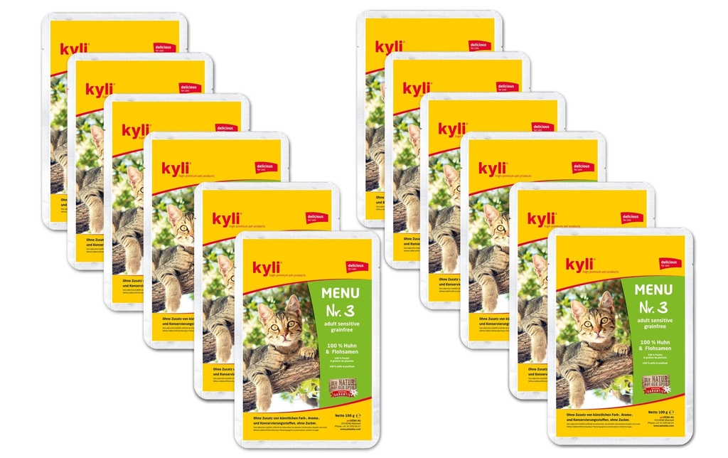 kyli Alimentation humide Adult Sensitive, Menu n° 3, 12 x 100 g