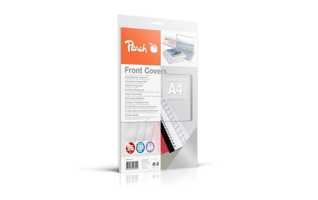 Peach Couverture de brochure A4, 0.18 mm, 25 pièces, Lisse, Transparent