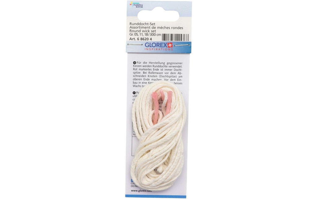 Glorex Mèches pour bougie 3 x 1 m Blanc