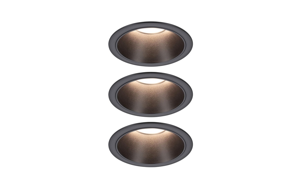 Paulmann Luminaire encastré LED Cole Coin Set de 3 pièces Noir