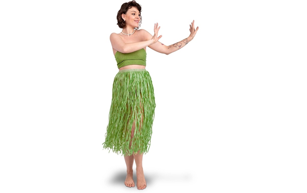 Partydeco Jupe en raphia Hawaii vert, 77 cm