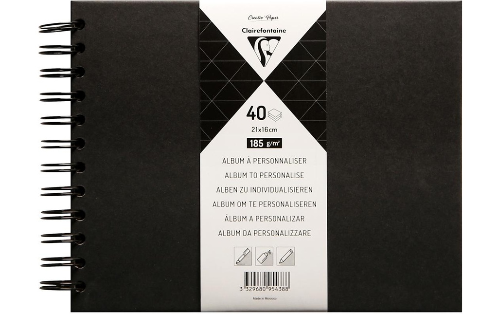Clairefontaine Bloc-notes DIY 21 x 16 cm, Vierge, Noir