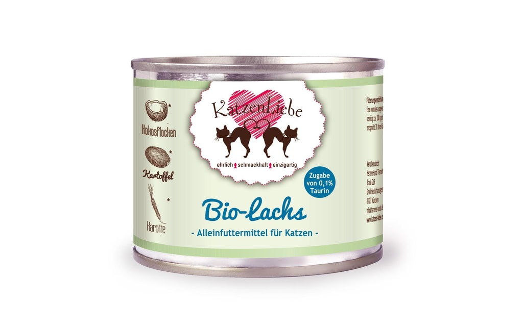 KatzenLiebe Alimentation humide Saumon bio avec pomme de terre bio, 200 g