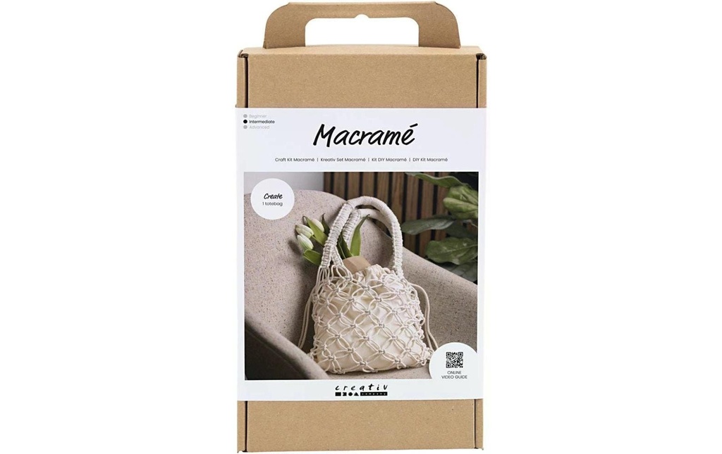Creativ Company Kits de bricolage Sac Macramé Blanc